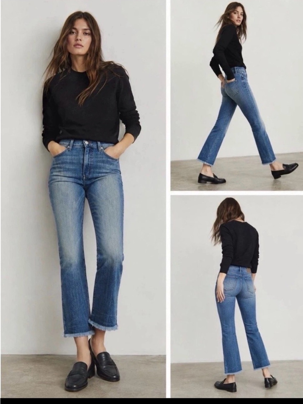 AYR - The Bomb Pop Raw Hem Straight Leg Ankle Jeans in Blue Medium Wash Sz 23L